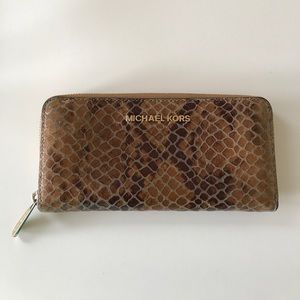 Michael Kors Zip-Around Wallet, Snakeskin